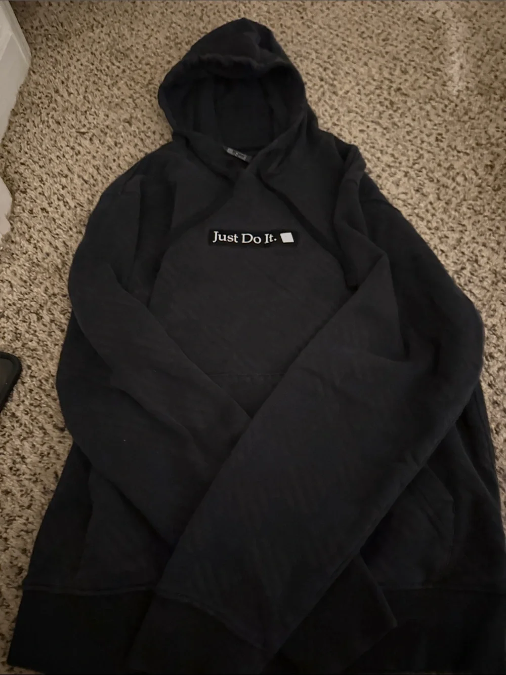 Nike Sportswear Just Do It Pullover Hoodie Black Textured Size Medium